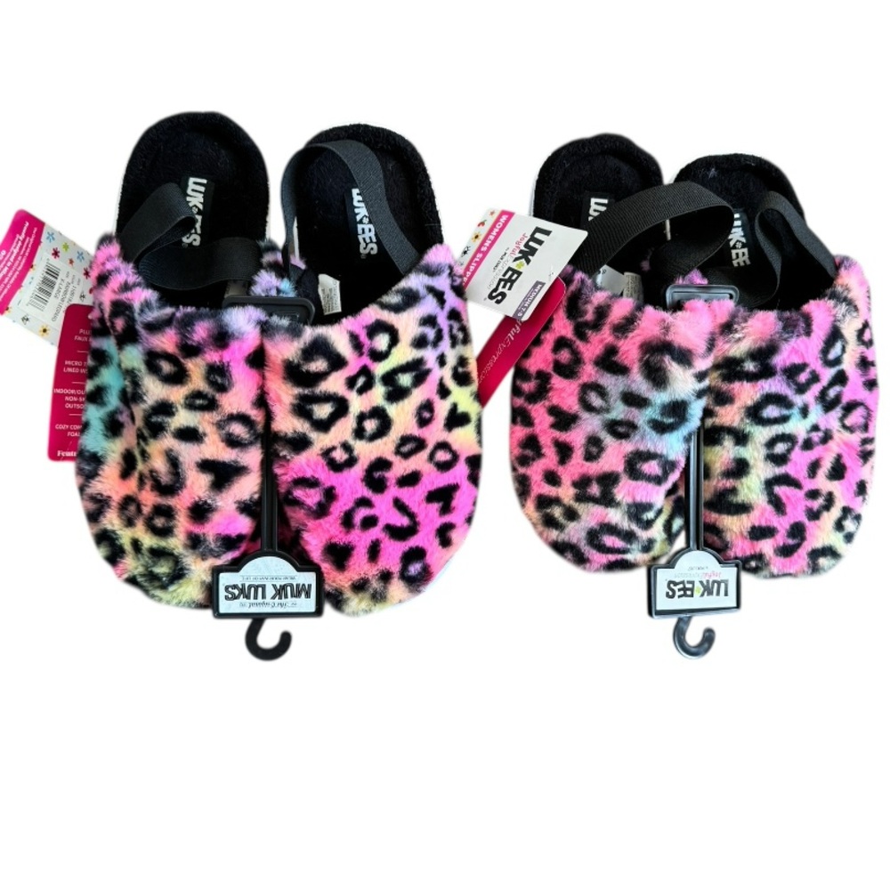 NWT Lukees by Muk Luks Rainbow Leopard slippers - ONE PAIR ~2 available